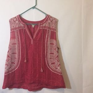 Lucky Brand Embroidered Blouse Women's XL